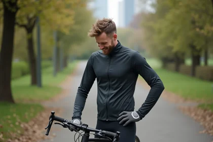 Homme en plein effort vérifiant son GPS en nature