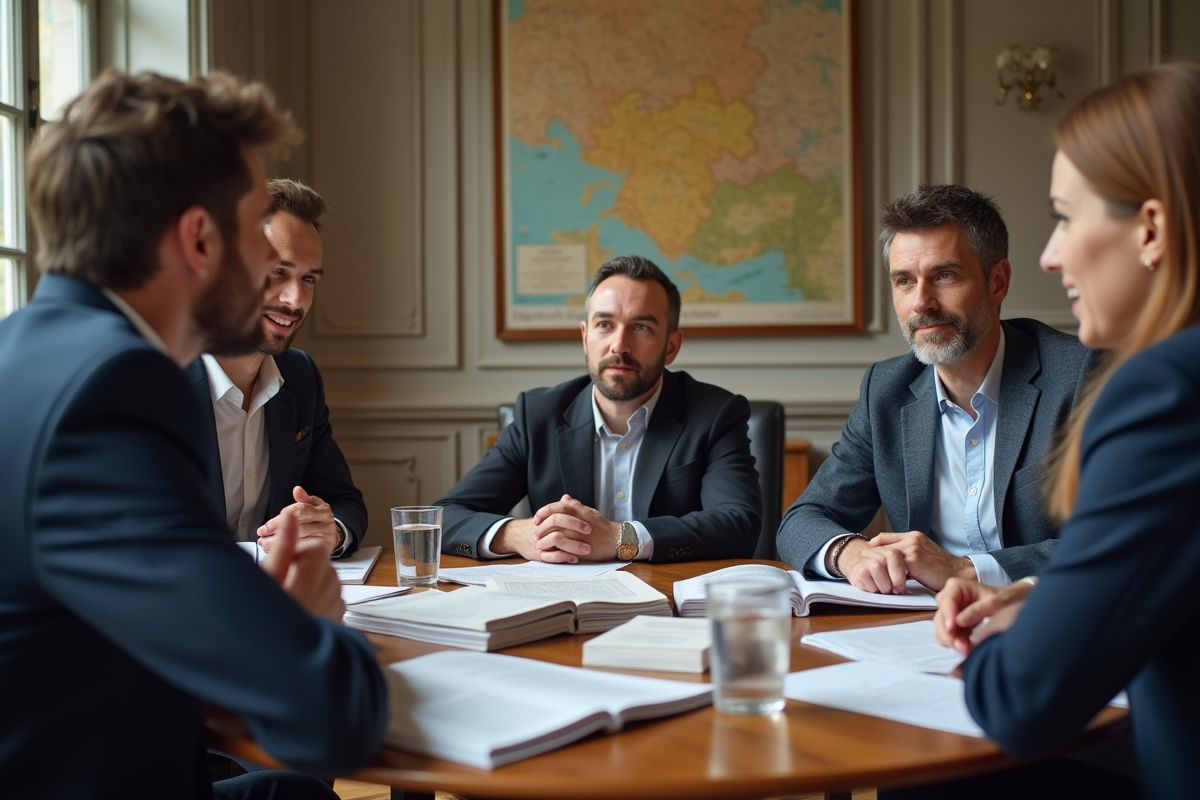 Groupe de professionnels discutant de la protection des données