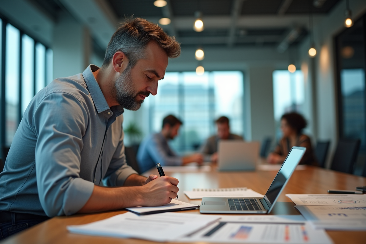 Homme prenant des notes lors d