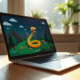 Ordinateur portable affichant le jeu Google Snake en cours
