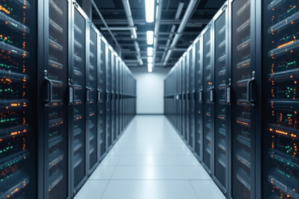 Salle serveurs moderne avec câblage organisé et sécurité