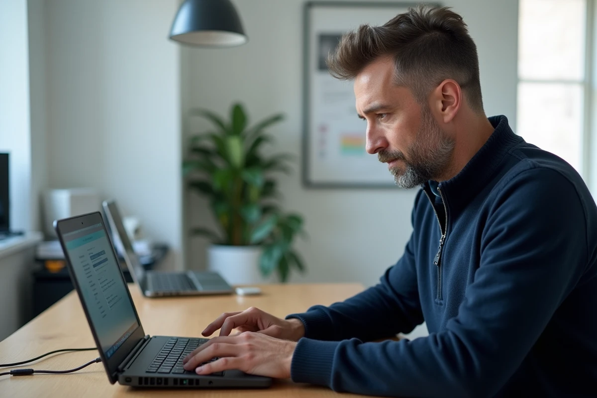 Technicien réseau configure un routeur à domicile